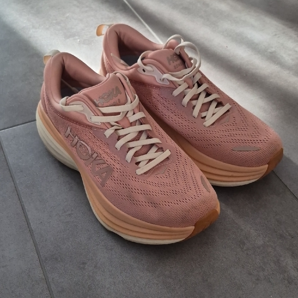 Hoka One One Women's Blush Pink Bondi 8 Sneakers Size 10